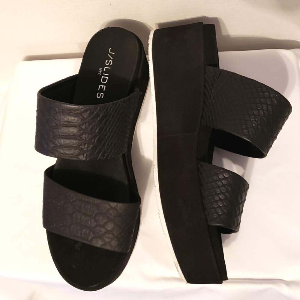 J/Slides Women's Quincy Snake-Embossed Leather Pl… - image 2